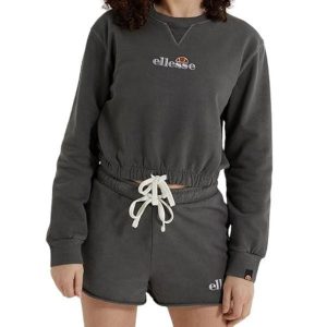 Bluza treningowa damska Ellesse Popsy Cropped bawełniana. Szare bluzy Ellesse, bez wzorów, z bawełny, bez kaptura. Za 128,70 zł.