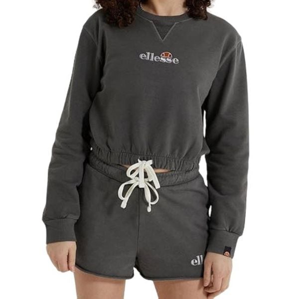 Bluza treningowa damska Ellesse Popsy Cropped bawełniana. Szare bluzy Ellesse, bez wzorów, z bawełny, bez kaptura. Za 128,70 zł.