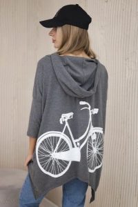 Bluza z nadrukiem roweru grafitowy melanż. Szare bluzy KESI, l, bez wzorów, z bawełny, z kapturem. Za 218,51 zł.