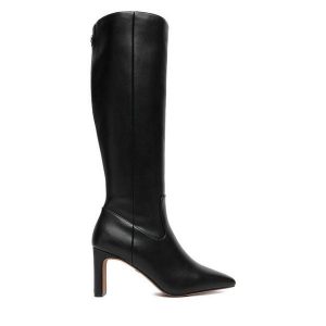 Kozaki Nine West. Czarne kozaki Nine West, bez wzorów, bez obcasa, na słupku, bez zapięcia. Za 299,99 zł.