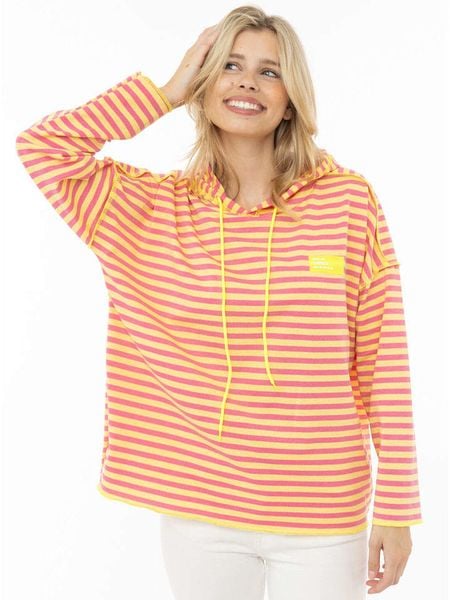 Zwillingsherz Bluza w kolorze jasnoróżowo-żółtym rozmiar: L/XL. Różowe bluzy Zwillingsherz, l, bez wzorów, z kapturem. Za 161,82 zł.