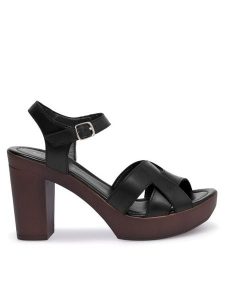 Lasocki Sandały CEO-EST-2025N-07 Czarny. Czarne sandały Lasocki, bez wzorów, ze skóry, bez obcasa, na słupku, bez zapięcia. Za 179,99 zł.