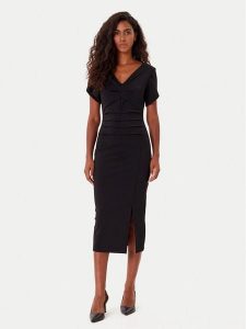 Rinascimento Sukienka koktajlowa CFC0125338003 Czarny Slim Fit. Czarne sukienki Rinascimento, s, bez wzorów, z syntetyku, wizytowe, bez kołnierzyka, bez ramiączek. Za 569,99 zł.