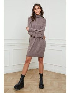 Joséfine Sukienka dzianinowa "Warren" w kolorze szarobrązowym rozmiar: M. Brązowe sukienki Joséfine, m, bez wzorów, z dzianiny, bez kołnierzyka, bez ramiączek, mini. Za 208,99 zł.