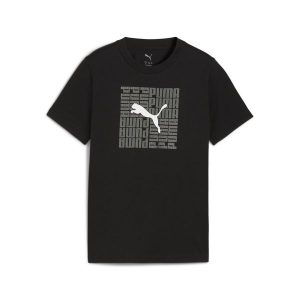Młodzieżowa koszulka o kwadratowym kroju z grafiką PUMA Black. Czarna bluzki Puma, m, bez wzorów, młodzieżowe, bez kołnierzyka, bez ramiączek. Za 89,00 zł.