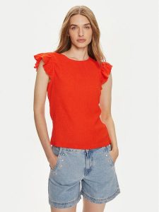 Pieces Bluzka Luna 17147178 Czerwony Regular Fit. Czerwone bluzki Pieces, l, bez wzorów, z syntetyku, bez kołnierzyka, bez ramiączek. Za 49,99 zł.