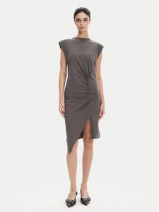PINKO Sukienka codzienna 104614 A2HE Szary Regular Fit. Szare kombinezony Pinko, s, bez wzorów, z bawełny, bez kołnierzyka, bez ramiączek. Za 419,99 zł.