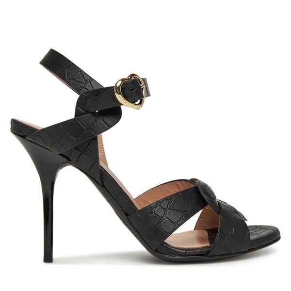 Sandały LOVE MOSCHINO. Czarne sandały LOVE MOSCHINO, bez wzorów, bez obcasa, na szpilce, bez zapięcia. Za 599,99 zł.