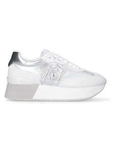 Liu Jo Skórzane sneakersy w kolorze srebrno-białym rozmiar: 39. Białe trampki Liu Jo, bez wzorów, z materiału, bez zapięcia. Za 369,95 zł.