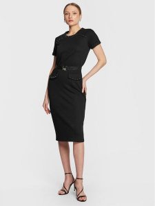 Liu Jo Sport Sukienka dzianinowa TA3032 JS178 Czarny Regular Fit. Czarne kombinezony Liu Jo Sport, xs, bez wzorów, z dzianiny, sportowe, bez kołnierzyka, bez ramiączek, sportowe. Za 539,99 zł.