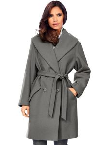 Heine Wełniany płaszcz w kolorze szarym rozmiar: 38. Szare płaszcze Heine, bez wzorów, z tkaniny, bez kaptura. Za 173,99 zł.