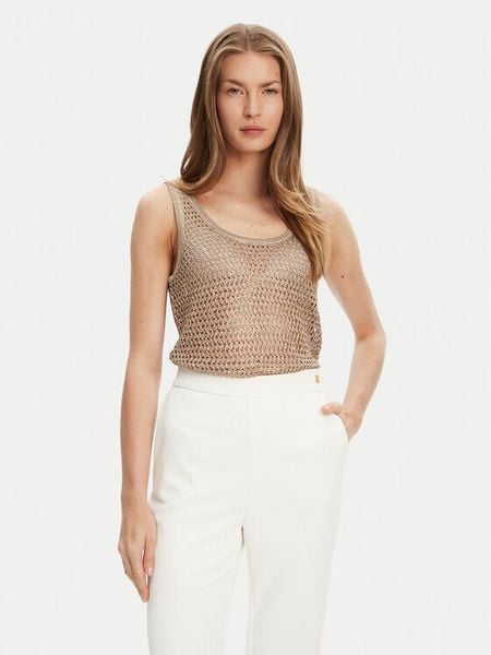 Guess Top W5YR29 Z37G0 Beżowy Regular Fit. Brązowe topy Guess, xl, z aplikacjami, z syntetyku, bez kołnierzyka, bez ramiączek. Za 180,99 zł.