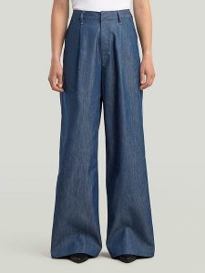 G-Star Spodnie w kolorze granatowym rozmiar: W28. Niebieskie spodnie z wysokim stanem G-Star, bez wzorów, z materiału, z podwyższonym stanem. Za 329,95 zł.