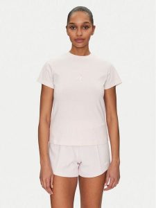 Guess T-Shirt V4YI21 KCDH1 Różowy Slim Fit. Czerwone t-shirty Guess, xs, z aplikacjami, z bawełny, bez kołnierzyka, bez ramiączek. Za 99,99 zł.