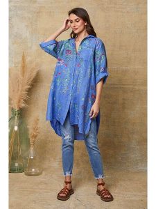 Joséfine Lniana sukienka "Pardess" w kolorze niebiesko-zielonym rozmiar: XXL. Niebieskie sukienki Joséfine, xxl, bez wzorów, ze lnu, bez kołnierzyka, bez ramiączek, mini. Za 143,99 zł.