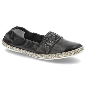 Espadryle damskie Lemar, wsuwane ze skóry naturalnej, czarne, 10035. Czarne espadryle Lemar, bez wzorów, ze skóry, bez obcasa. Za 159,00 zł.