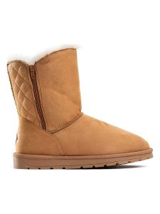 ISLAND BOOT Botki zimowe "Zasha" w kolorze jasnobrązowym rozmiar: 40. Brązowe botki Island Boot, na zimę, bez wzorów, z materiału, bez obcasa, bez zapięcia. Za 193,24 zł.