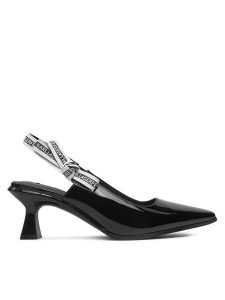 KARL LAGERFELD Sandały Panache II KL30808A Czarny. Czarne sandały KARL LAGERFELD, bez wzorów, z lakierowanej skóry, bez obcasa, na słupku, bez zapięcia. Za 449,99 zł.