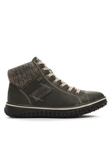 Rieker Trzewiki Z4230-54 Khaki. Brązowe botki Rieker, bez wzorów, ze skóry, bez obcasa, na płaskiej podeszwie, bez zapięcia. Za 409,99 zł.