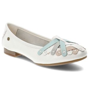 Baleriny damskie Maciejka, cholewka skóra naturalna ozdobne aplikacje wsuwany fason zaokrąglony nosek, białe, P7542-11/00-0. Białe balerinki Maciejka, z aplikacjami, ze skóry, bez obcasa, bez zapięcia. Za 209,00 zł.