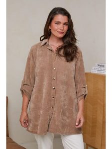 Curvy Lady Bluzka w kolorze jasnobrązowym rozmiar: 44/46. Brązowe bluzki Curvy Lady, bez wzorów, klasyczne, bez kołnierzyka, bez ramiączek. Za 153,95 zł.