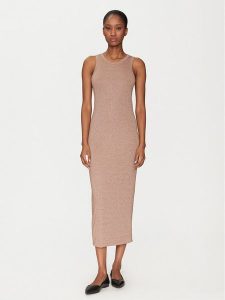 Marella Sukienka codzienna Torso 2515621011 Brązowy Regular Fit. Brązowe kombinezony Marella, xl, bez wzorów, z wiskozy, bez kołnierzyka, bez ramiączek. Za 479,99 zł.