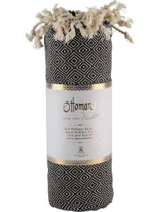 Ottoman Chusta hammam "Raute" w kolorze czarnym - 190 x 105 cm rozmiar: onesize. Czarne apaszki i chusty Ottoman, bez wzorów, z bawełny. Za 73,93 zł.