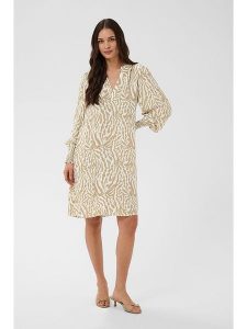 Kaffe Sukienka w kolorze beżowo-białym rozmiar: 44. Brązowe sukienki Kaffe, na co dzień, bez wzorów, z wiskozy, bez kołnierzyka, bez ramiączek, midi, proste. Za 173,99 zł.