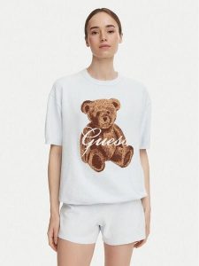 Guess T-Shirt O6BR03 Z1145 Niebieski jasny Regular Fit. Niebieskie t-shirty Guess, xl, z aplikacjami, z syntetyku, bez kołnierzyka, bez ramiączek. Za 234,99 zł.