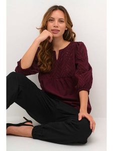 CULTURE Bluzka w kolorze bordowym rozmiar: XXL. Czerwone bluzki Culture, xxl, bez wzorów, z bawełny, bez kołnierzyka, bez ramiączek. Za 83,22 zł.
