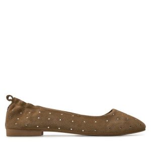 Baleriny Pepe Jeans. Brązowe balerinki Pepe Jeans, bez wzorów, z jeansu, bez obcasa, bez zapięcia. Za 349,99 zł.