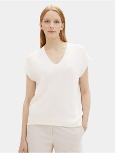 Tom Tailor Sweter 1040334 Écru Loose Fit. Swetry klasyczne Tom Tailor, l, z bawełny, bez kołnierzyka. Za 109,99 zł.