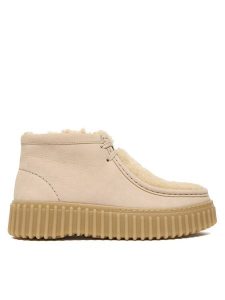 Clarks Trzewiki Torhill Moss 26182914 Beżowy. Brązowe botki Clarks, bez wzorów, ze skóry, bez obcasa, na płaskiej podeszwie, bez zapięcia. Za 569,99 zł.