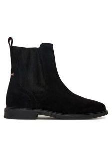 Tommy Hilfiger Sztyblety Flag Boot FW0FW08780 Czarny. Czarne botki TOMMY HILFIGER, bez wzorów, ze skóry, bez obcasa, na płaskiej podeszwie, bez zapięcia. Za 489,99 zł.