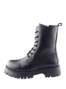 D.Moro Skórzane botki w kolorze czarnym rozmiar: 37. Czarne botki D.Moro, bez wzorów, z materiału, bez obcasa, bez zapięcia. Za 292,45 zł.