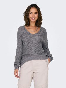 JDY Sweter "Megan" w kolorze szarym rozmiar: L. Szare swetry oversize JDY, l, bez wzorów, ze splotem, bez ramiączek. Za 79,03 zł.