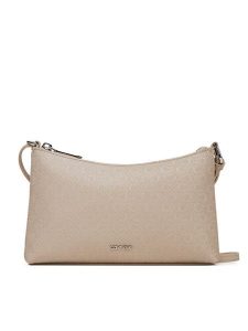 Calvin Klein Torebka Ck Must Aop Conv Logo Jqd Strap LV04F3099G Beżowy. Brązowe listonoszki Calvin Klein, bez wzorów, ze skóry, bez dodatków. Za 259,99 zł.