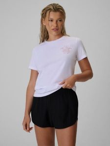 4F T-shirt regular z nadrukiem damski - biały XL. Białe t-shirty 4f, xl, bez wzorów, z bawełny, bez kołnierzyka, bez ramiączek. Za 59,99 zł.