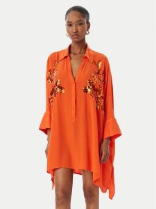 LOLA CASADEMUNT Sukienka koszulowa LS2615008 Pomarańczowy Oversize. Brązowe kombinezony LOLA CASADEMUNT, xs, bez wzorów, z wiskozy, bez kołnierzyka, bez ramiączek, koszulowe. Za 417,99 zł.