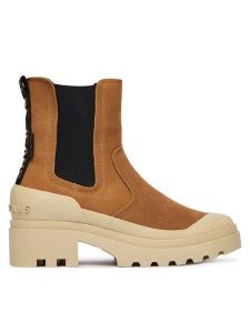 Pepe Jeans Sztyblety Hale Chelsea W PLS500005 Brązowy. Brązowe botki Pepe Jeans, bez wzorów, z jeansu, bez obcasa, na płaskiej podeszwie, bez zapięcia. Za 399,99 zł.