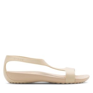 Sandały Crocs. Białe sandały Crocs, bez wzorów, bez obcasa, na płaskiej podeszwie, bez zapięcia. Za 149,99 zł.