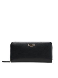 TWINSET Portfel 252TD8392 Czarny. Czarne portfele Twinset, bez wzorów, ze skóry. Za 449,99 zł.