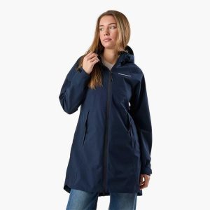 Kurtka przeciwdeszczowa kobieca Swedemount Orust Rain Coat wodoodporna. Niebieskie kurtki SWEDEMOUNT, bez wzorów, bez kaptura. Za 329,99 zł.