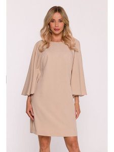 Stylove Sukienka w kolorze beżowym rozmiar: M. Brązowe sukienki Stylove, na co dzień, m, bez wzorów, bez kołnierzyka, bez ramiączek, mini, proste. Za 187,96 zł.
