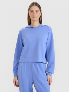 4F Bluza dresowa nierozpinana z modalem damska - niebieska XL. Niebieskie bluzy 4f, xl, bez wzorów, z dresówki, bez kaptura. W wyprzedaży za 129,99 zł.