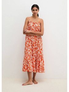 Marc O´Polo Bodywear Sukienka w kolorze pomarańczowo-białym rozmiar: M. Pomarańczowe sukienki m, bez wzorów, z wiskozy, bez kołnierzyka, bez ramiączek, maxi. Za 189,95 zł.