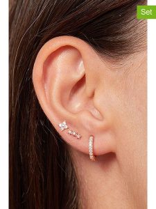 Lodie Silver 3-częściowy zestaw kolczyków rozmiar: onesize. Szare kolczyki Lodie Silver, z cyrkonią, srebrne. Za 61,95 zł.