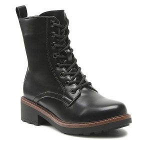 Trzewiki Clara Barson. Czarne botki Clara Barson, bez wzorów, bez obcasa, na słupku, bez zapięcia. Za 79,99 zł.