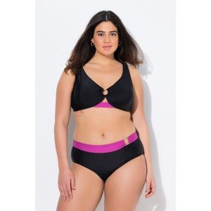 Damskie Bikini ozdobny pierścien miękkie miseczki regulowane ramiączka. Czarne bikini Ulla Popken, bez wzorów, z elastanu. Za 244,99 zł.