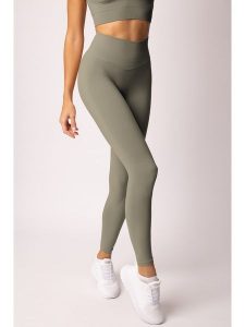 Spaio Legginsy sportowe "Flex 2.0" w kolorze oliwkowym rozmiar: S. Brązowe legginsy Spaio, s, bez wzorów, z materiału, z podwyższonym stanem, outdoorowe. Za 165,99 zł.